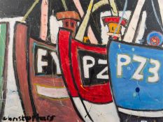 Julian Christophers (American, b 1964) - 'The Wharf Newlyn' - Oil on board - Signed lower left,