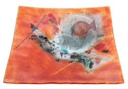 An Anactacia fused glass and mixed media dish,