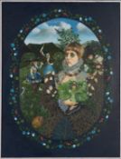 Patricia Faulkner (British, b. 1946) - 'Hera and her Children' - Oil on board - 54 x 41cm, 64.