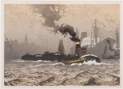 After James Cadle Pollard (Early 20th century British school) - Church scene - Woodblock print -