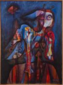 Flora Rey (Argentinian, b.1935) - Abstract figures - Oil on canvas - 80.5 x 60cm, 82.