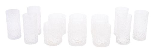 A group of Whitefriars 'Glacier' glasses after a design by Geoffrey Baxter,