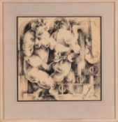 Viola Maisuradze (Georgian, 20th century) - 'Clown with orange' - Oil on canvas - 58.5 x 47.