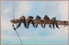 David Chambers (British, b.1946) - Sailors on the Yard Arm - Acrylic on board