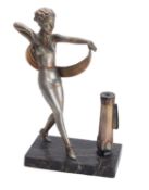 Manner of Josef Lorenzl (1892-1950), an Art Deco cold painted metal figural table lighter;