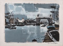 * Frederick Griffin (British, 1906-1976) - 'Raised Tower Bridge' - Acrylic on board - 54.