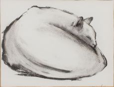 20th century school - A tortoiseshell cat - Watercolour on paper - 25 x 31cm, 39.