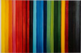 Jans Van Cleve (Contemporary) - Abstract of vertical coloured Lines- Oil on canvas - 57 x 87cm,