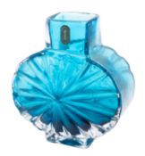 A Whitefriars 'Sunburst' vase in kingfisher blue after a design by Geoffrey Baxter, 15cm high,