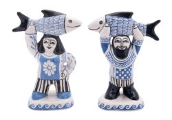 Bernard Moss [1923 - 2012] a pair of slip cast pottery figures,