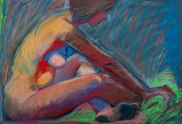Richard Thorpe (British, Contemporary) - Seated nude - Pastel -