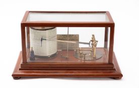 An early 20th century mahogany cased barograph, unsigned, with eight day clockwork recorder,