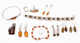 A mixed collection of silver and costume jewellery.