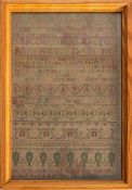 An early 18th century needlework sample worked by Elizabeth Hamstead.