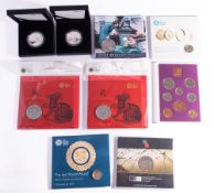 Two Royal Mint 2020 'Lunar Year of The Rat' silver proof coins with two cupronickel examples and a