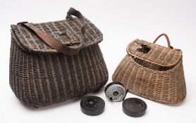 Two early 20th Century wicker fishing Creels.