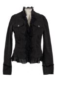 A 'Versace' lady's black jean jacket, with two pockets to the front and silver toned buttons,