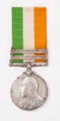 A Kings South Africa Medal with 1901 and 1902 clasps awarded to 5510 Corpl T Hopps Lincoln Regt.