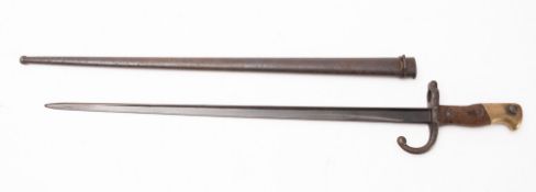 A French 1874 Gras pattern bayonet and scabbard.