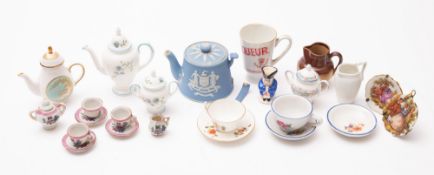 A collection of miniature teawares, various makers including Coalport, Dresden and Crown Derby etc.
