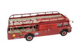 Old Cars Fiat Car Transporter 'Ferrari' open deck 1/43rd scale model, dark red,