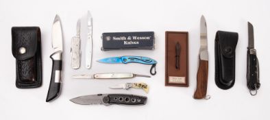 A Royal Navy pattern 'jack knife' together with a group of various pen and pocket knives and a 13th