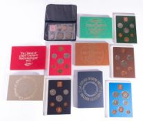 A mixed collection of British coins. Including 1972 to 1976 proof sets with other loose coinage.