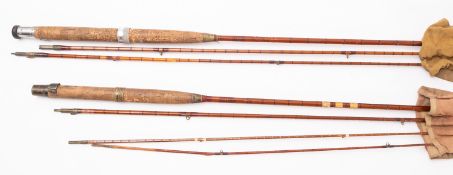 Two Hardy Bros, Alnwick split cane fishing rods.