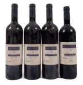 Three bottles of Monile 1988 Chianti wine together with a 1997 vintage. All 75cl, 13% and 13.