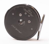 A Hardy Bros, Alnwick LRH Lightweight 3-1/8' fly fishing reel. In leather case.