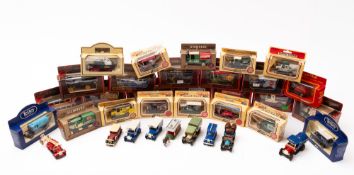 A mixed collection of Corgi, Matchbox and Lledo diecast vehicles.