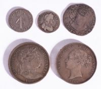 An 1817 and 1881 Half Crown coins.