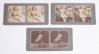 Erotica. A group of three late 19th century nude stereoscope cards by J Recknagel, Paris