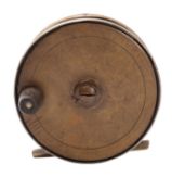 An early 20th century 3 1/4 inch brass and ebonite four bar reel ,