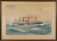 McDowell, probably William John Patton McDowell (British, 1888 - 1950) - Steamship in choppy seas -