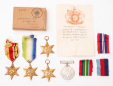 A WWII group of five, 1939-45 Star, Africa Star, Atlantic Star,