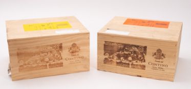 Two cases of six bottles of Contino 935 Reserve Rioja 2015. In sealed wooden cases.