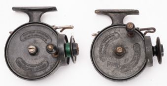 Two early 20th century Allcock Stanley 3 inch threadline spinning reels,