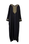 A black silk and embroidered kaftan,