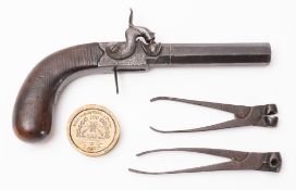 A 19th century boxlock percussion cap pistol, maker Stanley, Peterborough,