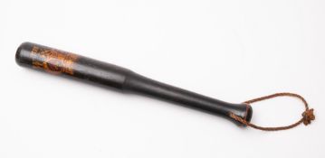 A William IV ebonised and painted wooden truncheon.