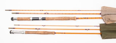 Two Trossach three piece split cane fishing rods.