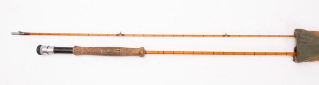 A Hardy Bros, Alnwick 'The Perfection' two piece split cane fly fishing rod. In cloth bag.