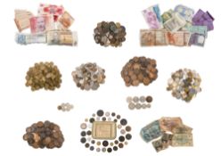 A large collection of world coins including silver coinage.