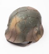 A refurbished German WWII M40 steel helmet. With leather liner and stamped to the interior.