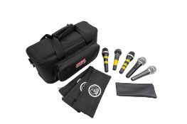 A Sampson ST1 microphone, a JTs TM-929 microphone, an FT80 and two AKG microphones in a Gator case.