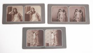Erotica. A group of three late 19th century nude stereoscope cards by J Recknagel, Paris