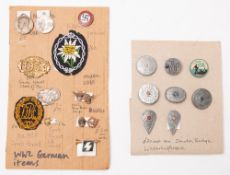 A Collection of WWII badges. Comprising metal and cloth examples from Germany and France etc.