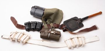 A collection of late 20th Century soldiers accessories.