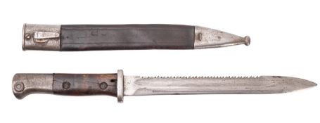 A German 1884/94 pattern sawback bayonet, maker Gebr Hartkopf, Solingen,